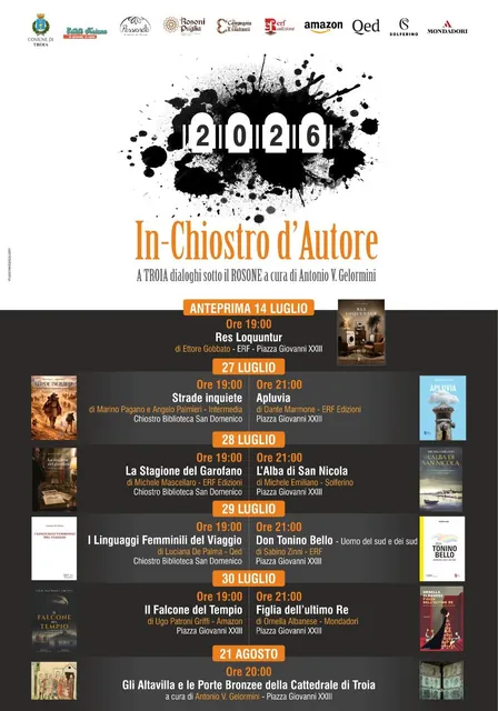 Locandina — Troia — In-Chiostro d'Autore, piazza Giovanni XXIII · 30 luglio 2026, ore 21